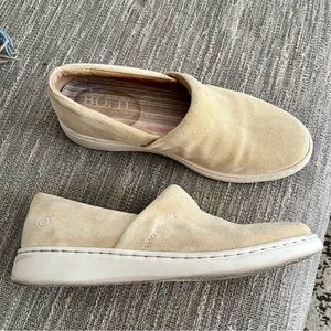 Born beige suede slip on shoes, size 9.5